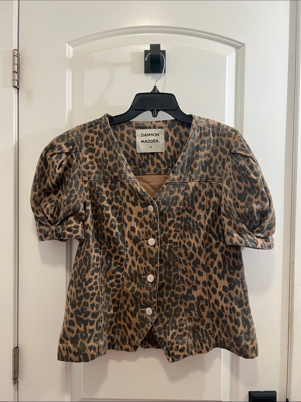 Damson Madder Leopard-Print Puff Sleeve Top - Brown